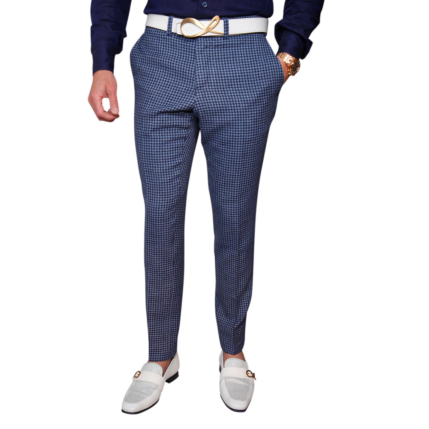Powder Mica Blu Boucle Trousers @ The Vault-3