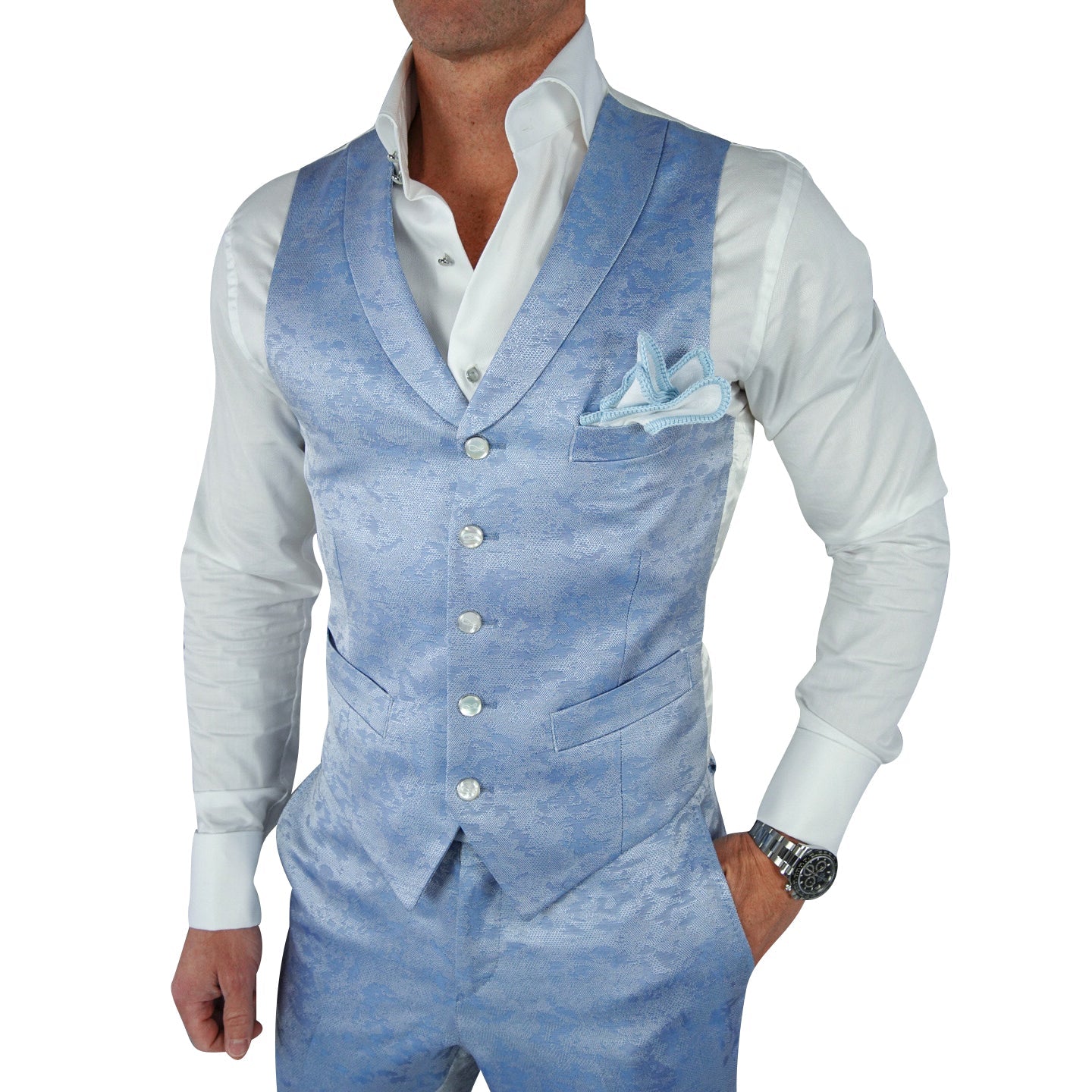 Baby Blu Brillo Ciottoli Waistcoat