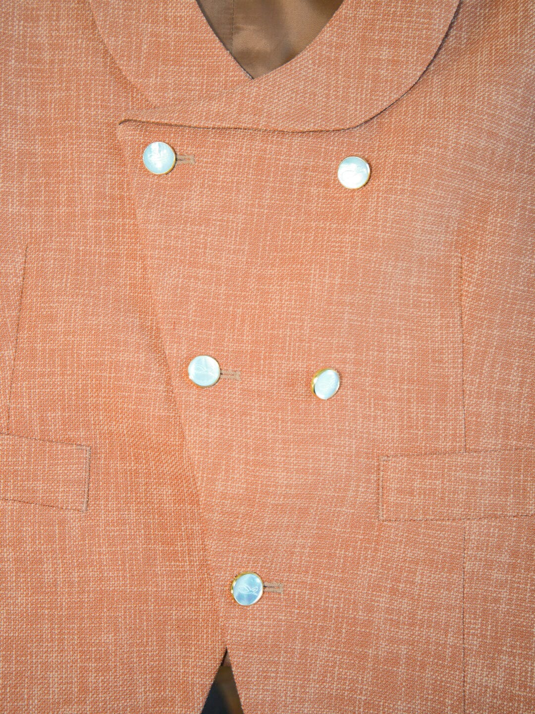Copper Lino Tweed Double Breasted Waistcoat-4