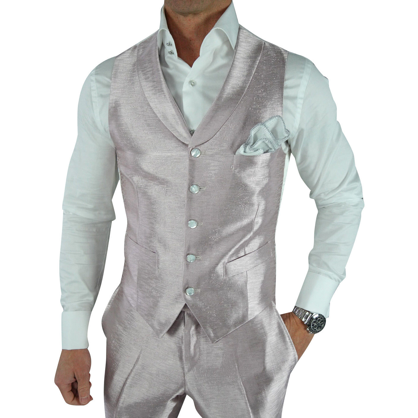 Pastel Pink Glassa Ciottoli Waistcoat @ The Vault