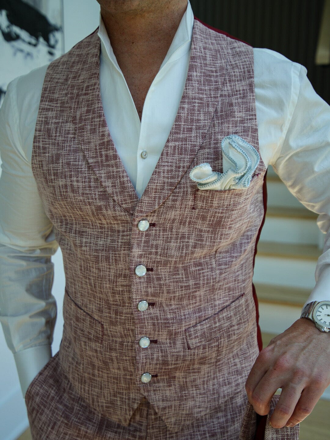 Faded Alizarin Tweed Ciottoli Waistcoat @ The Vault