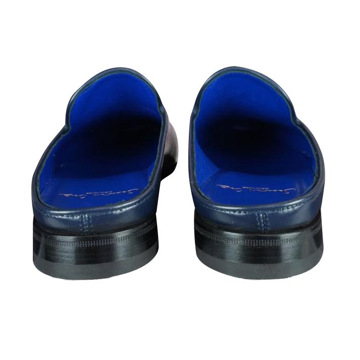 Classica Blu Mezzanotte With Rose Gold Hardware Leather Slipper-9