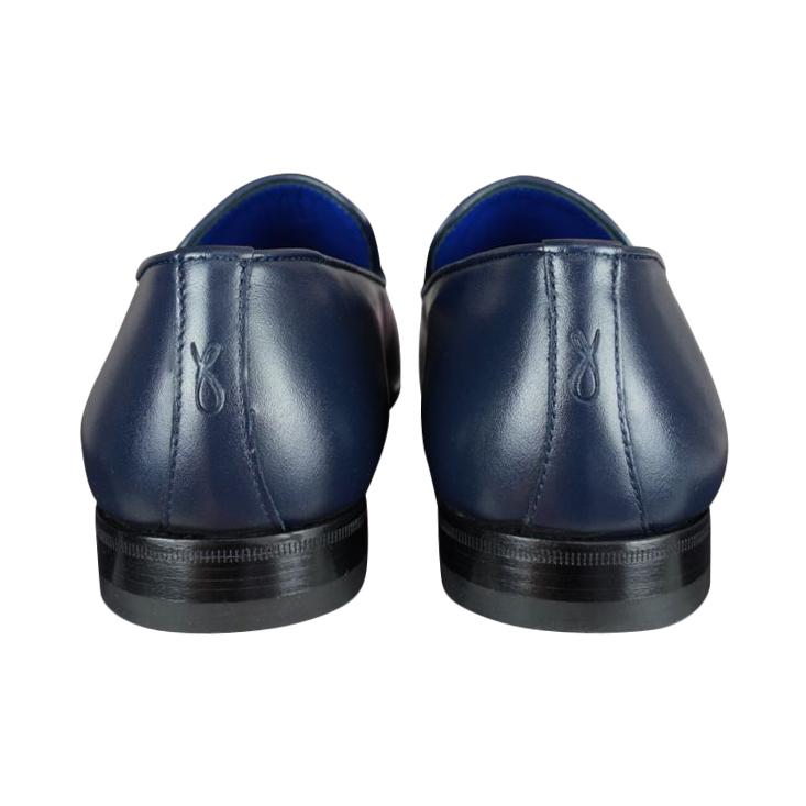 Classica Blu Mezzanotte With Silver Hardware Leather Loafer @ The Vault-9
