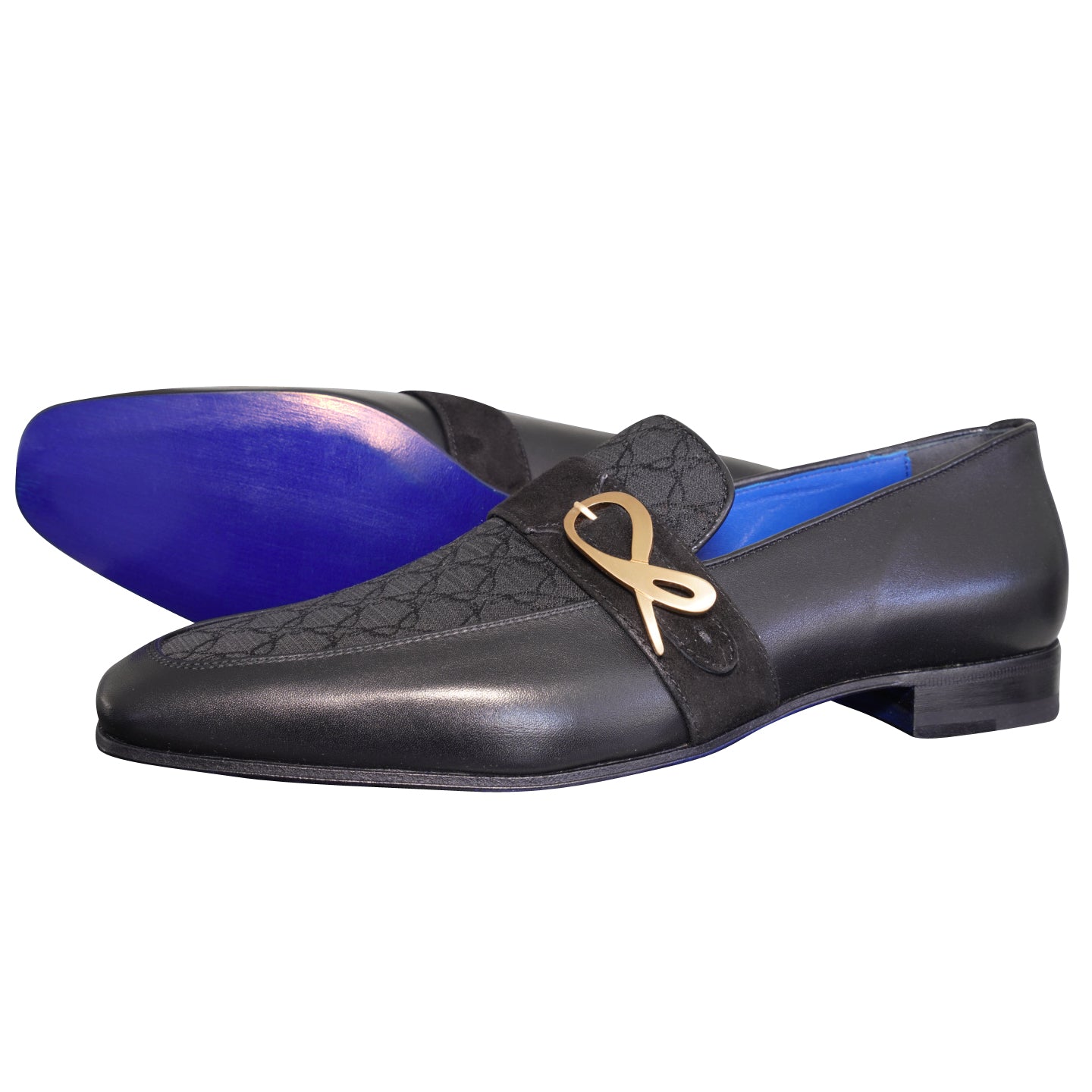 Raven Nero Logo Monk Loafers With Yellow Gold Buckle @ The Vault