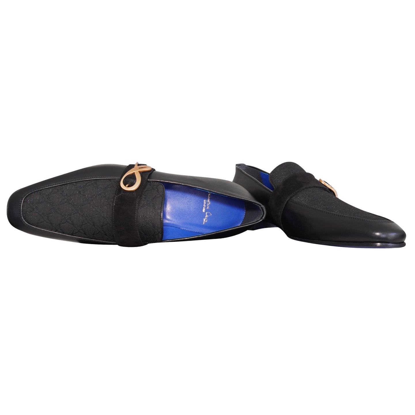 Raven Nero Logo Monk Loafers With Rose Gold Buckle-7