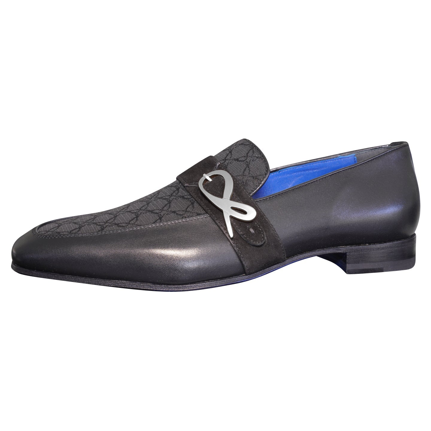Raven Nero Logo Monk Loafers With Silver Buckle-6