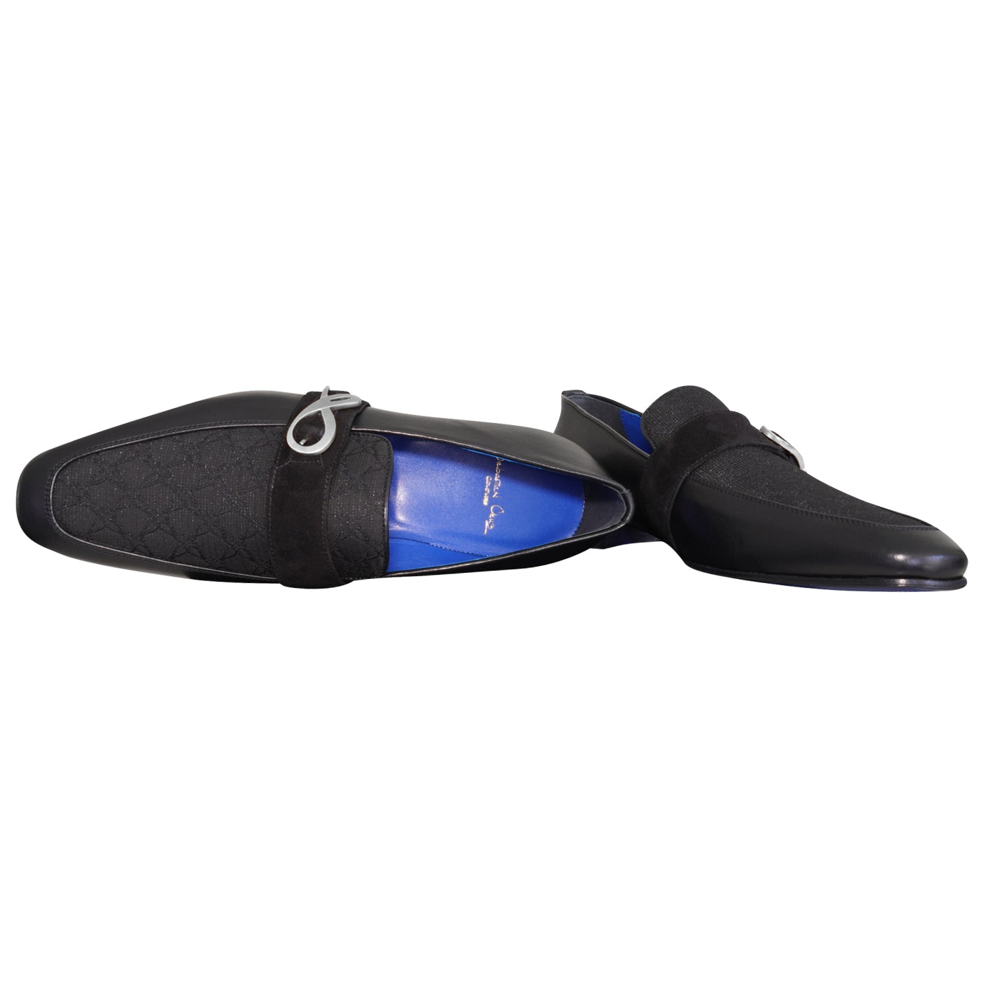 Raven Nero Logo Monk Loafers With Silver Buckle-7