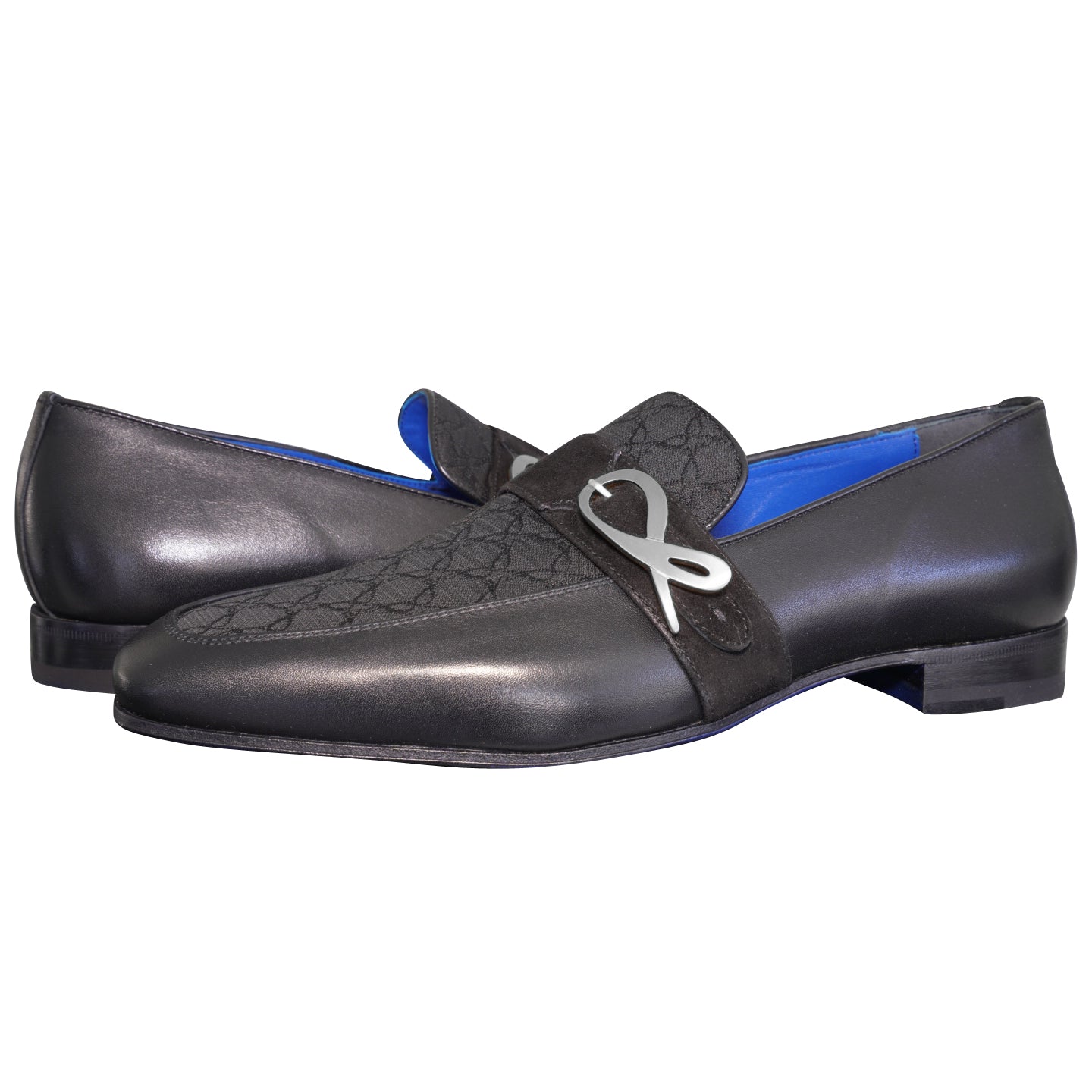 Raven Nero Logo Monk Loafers With Silver Buckle-4