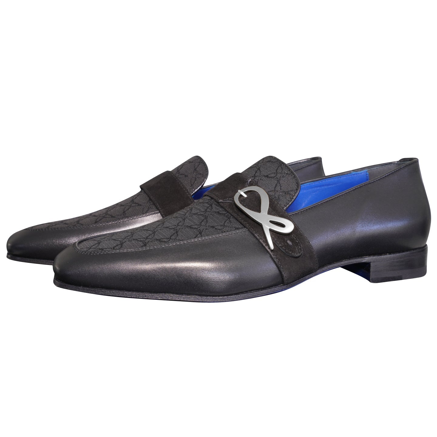 Raven Nero Logo Monk Loafers With Silver Buckle-3