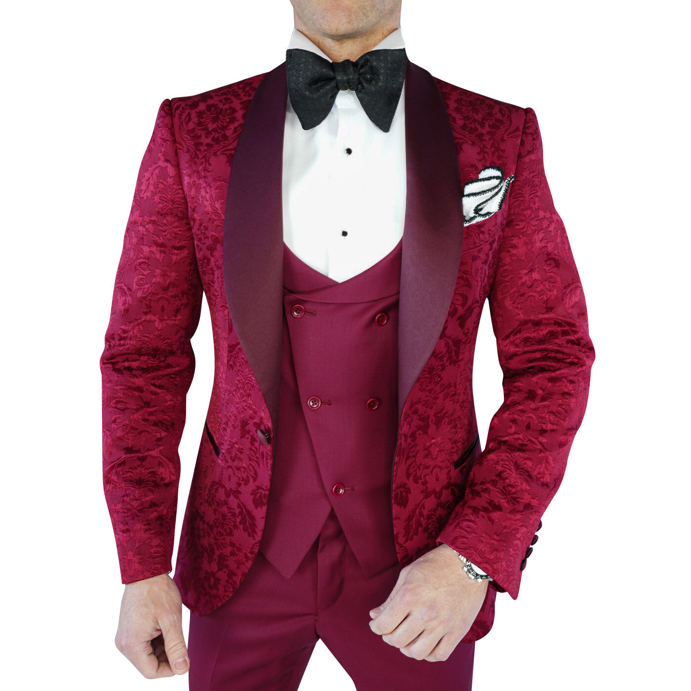 Burgundy Fiore Dinner Jacket-4