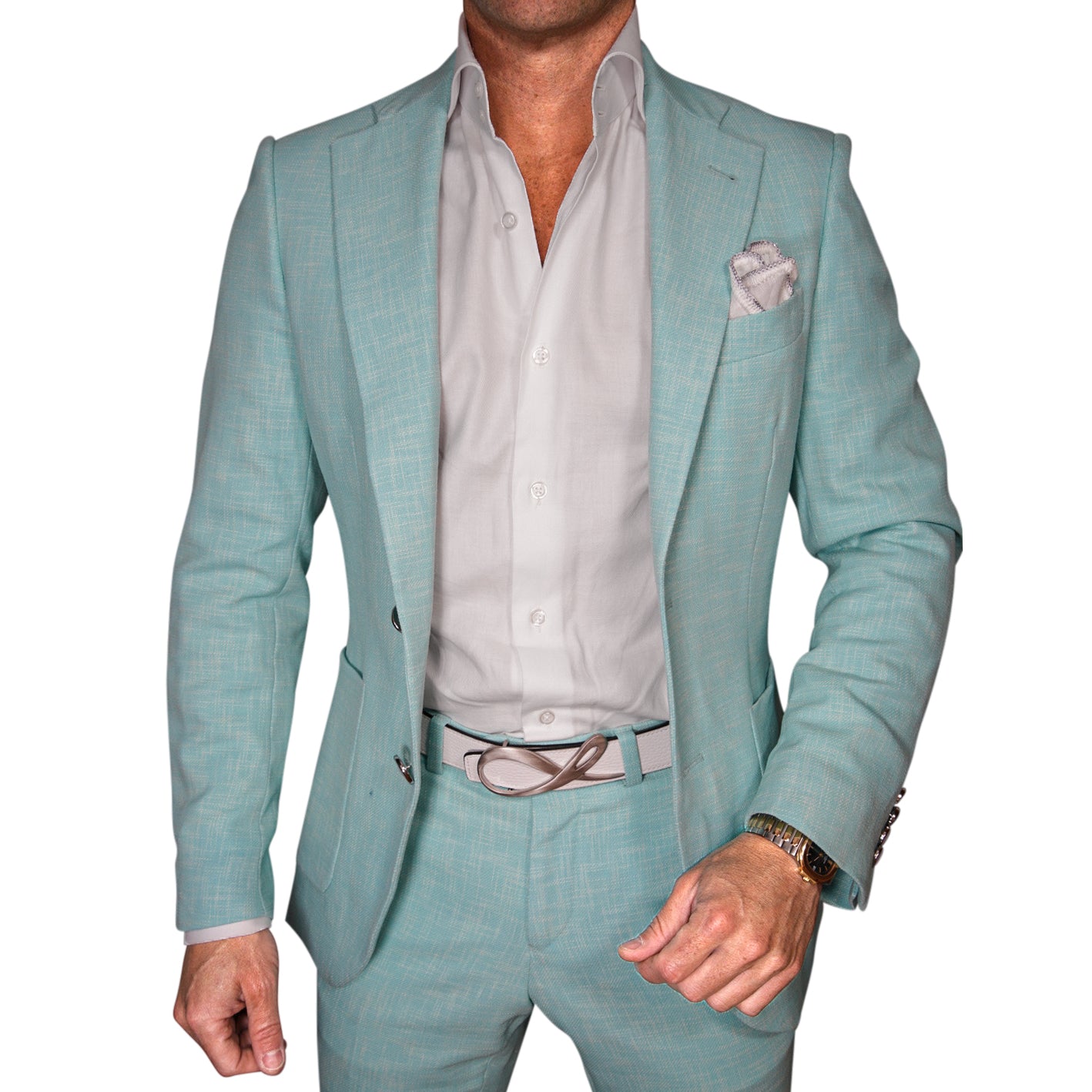 Blu Ciano Lino Tweed Sport Jacket-4