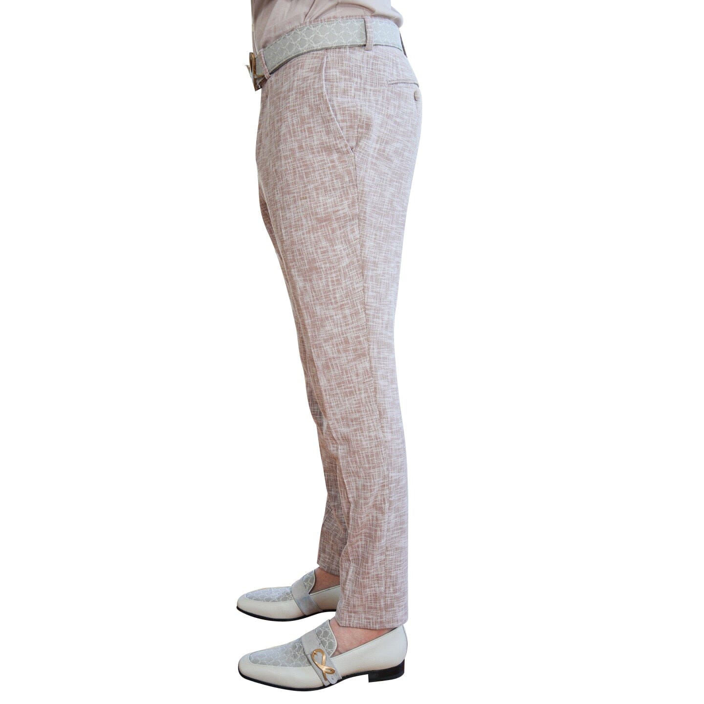Nude Blush Lino Tweed Trousers-4