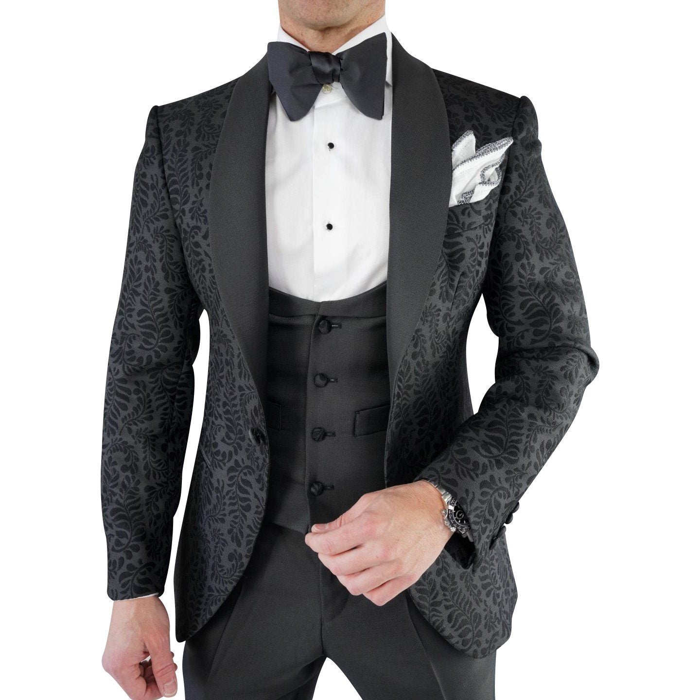 Charcoal Damascata Dinner Jacket-4