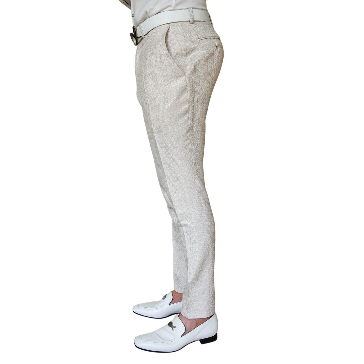 Latte Herringbone Trousers-4