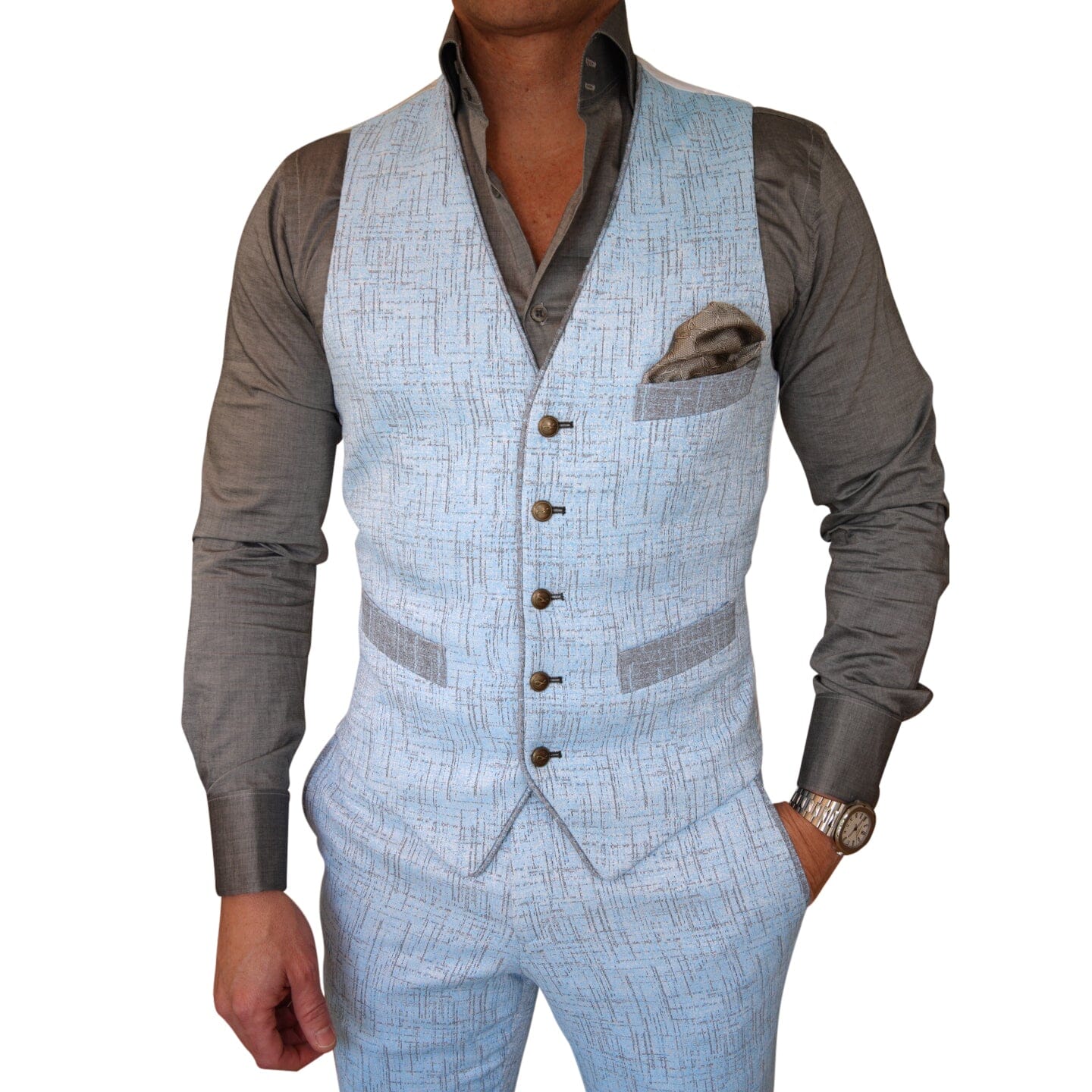 Azzurro Titanium Naked Ciottoli Waistcoat @ The Vault