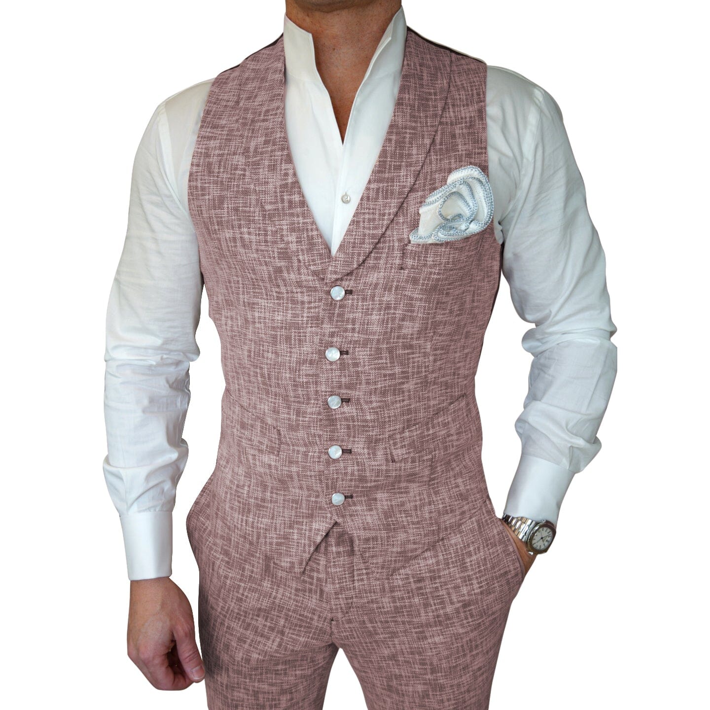 Faded Alizarin Tweed Ciottoli Waistcoat @ The Vault