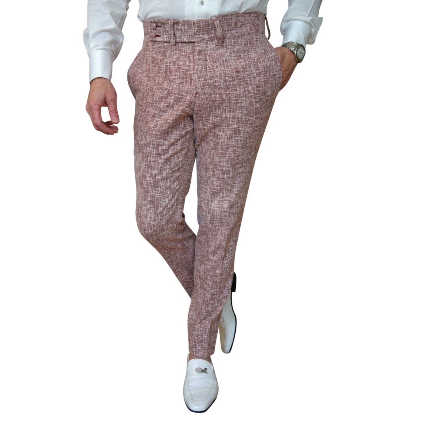 Faded Alizarin Lino Tweed Trousers @ The Vault