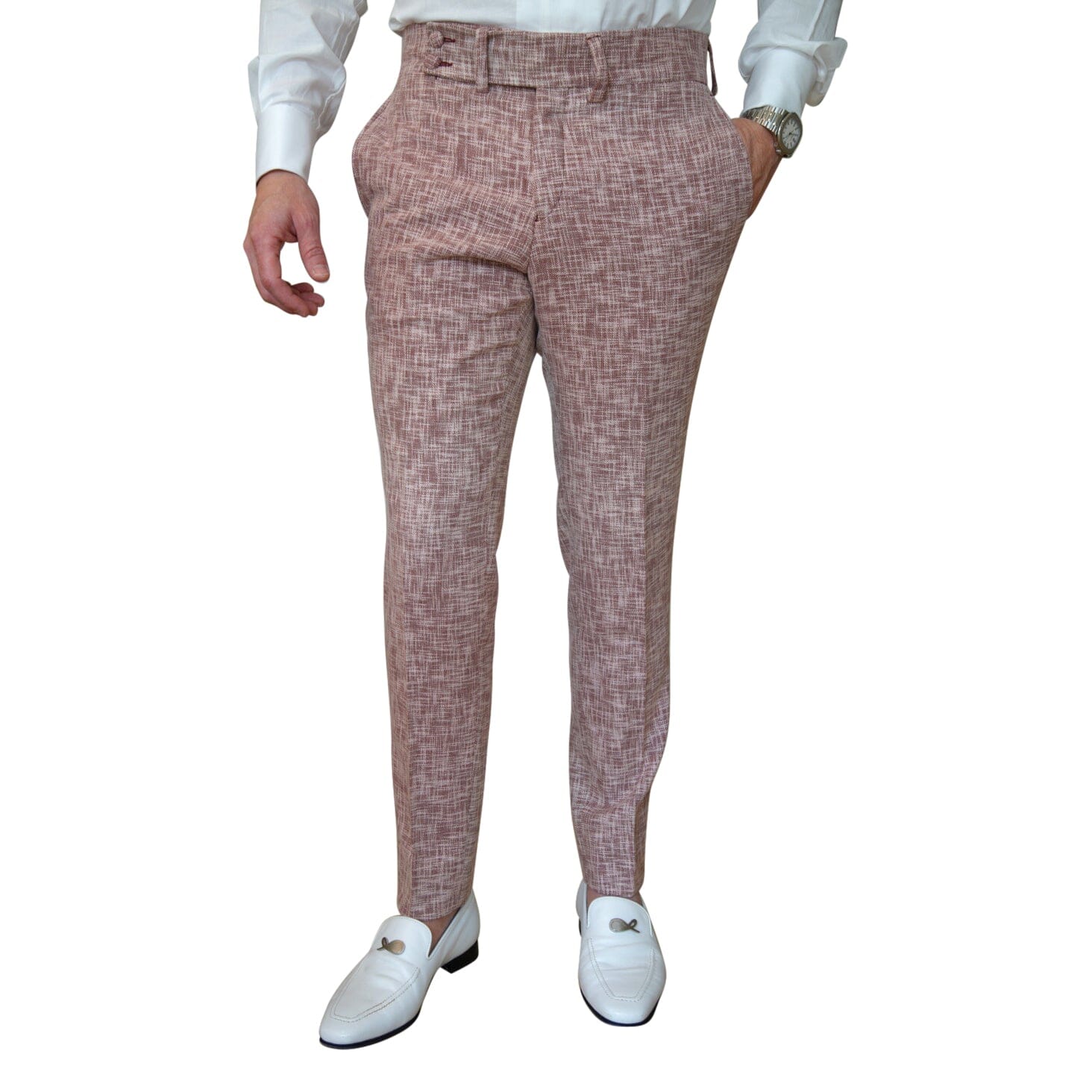 Faded Alizarin Lino Tweed Trousers @ The Vault