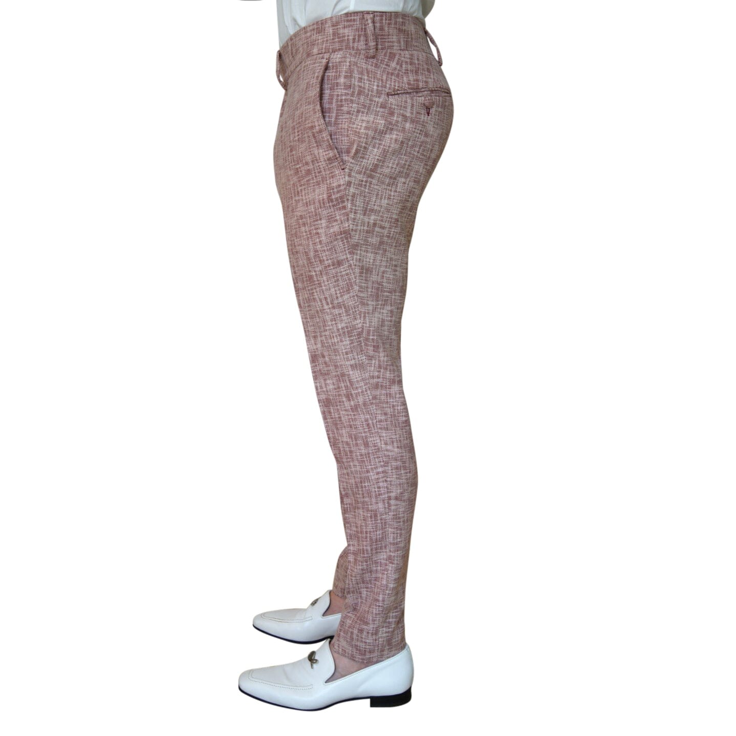 Faded Alizarin Lino Tweed Trousers-3