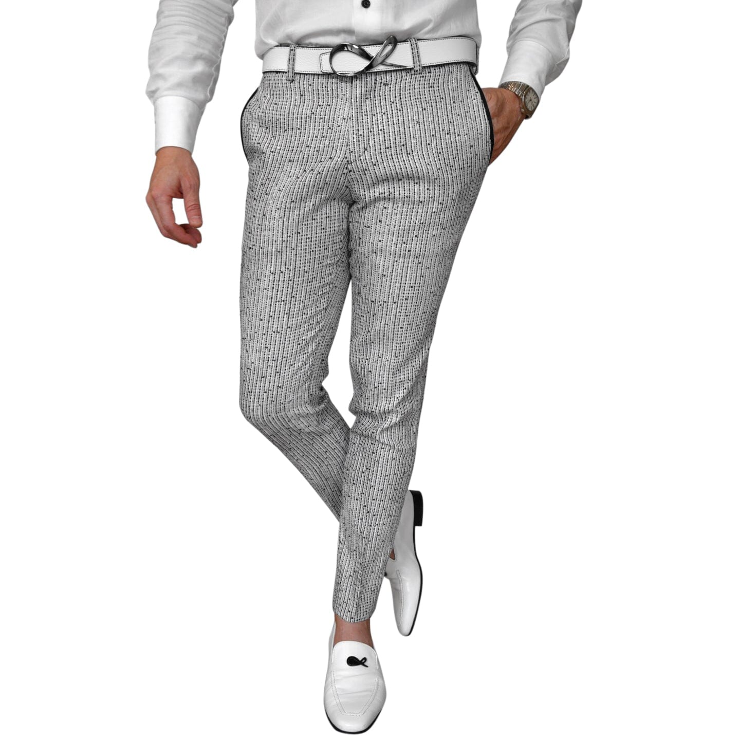 Nero Tweed Paillette Trousers @ The Vault