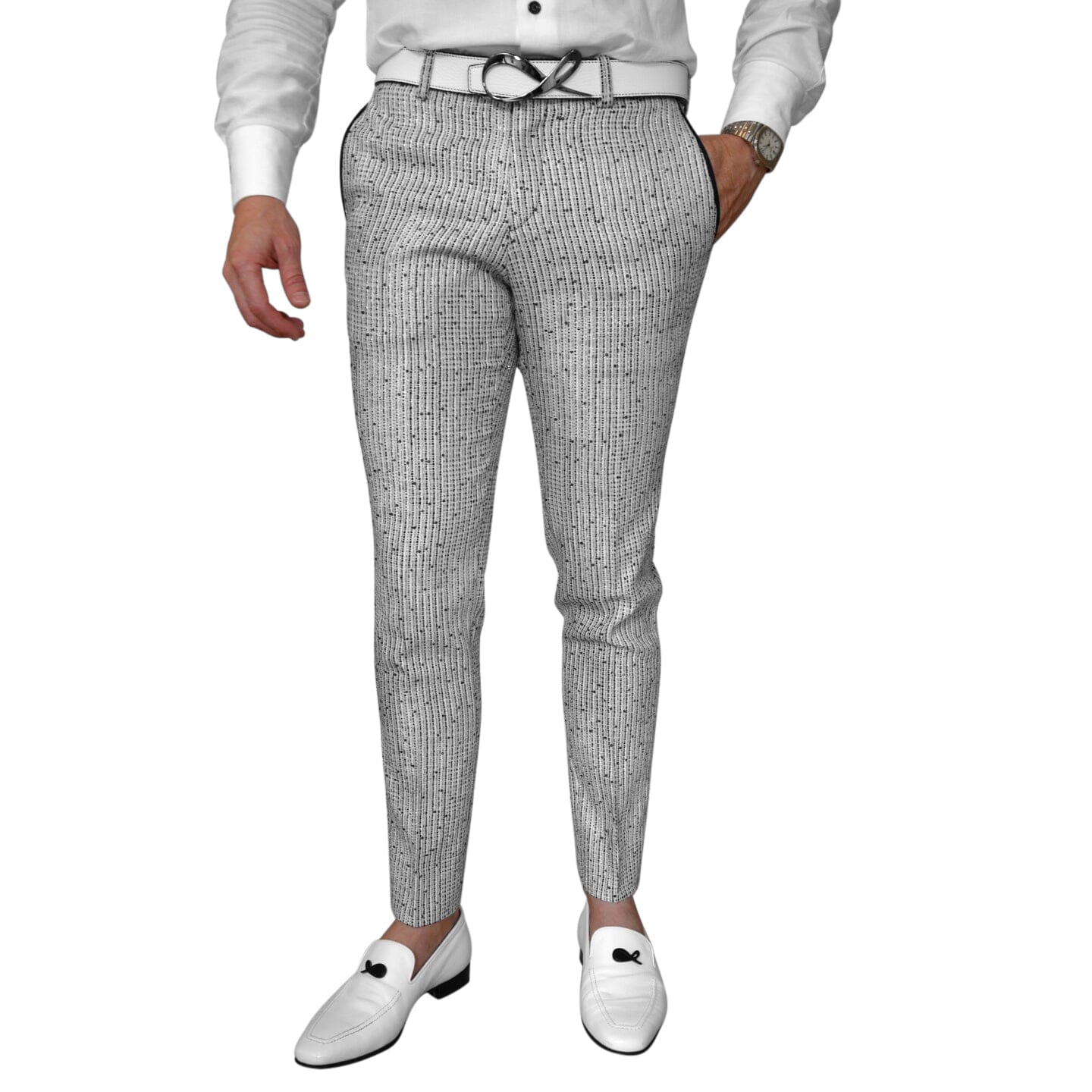 Nero Tweed Paillette Trousers @ The Vault