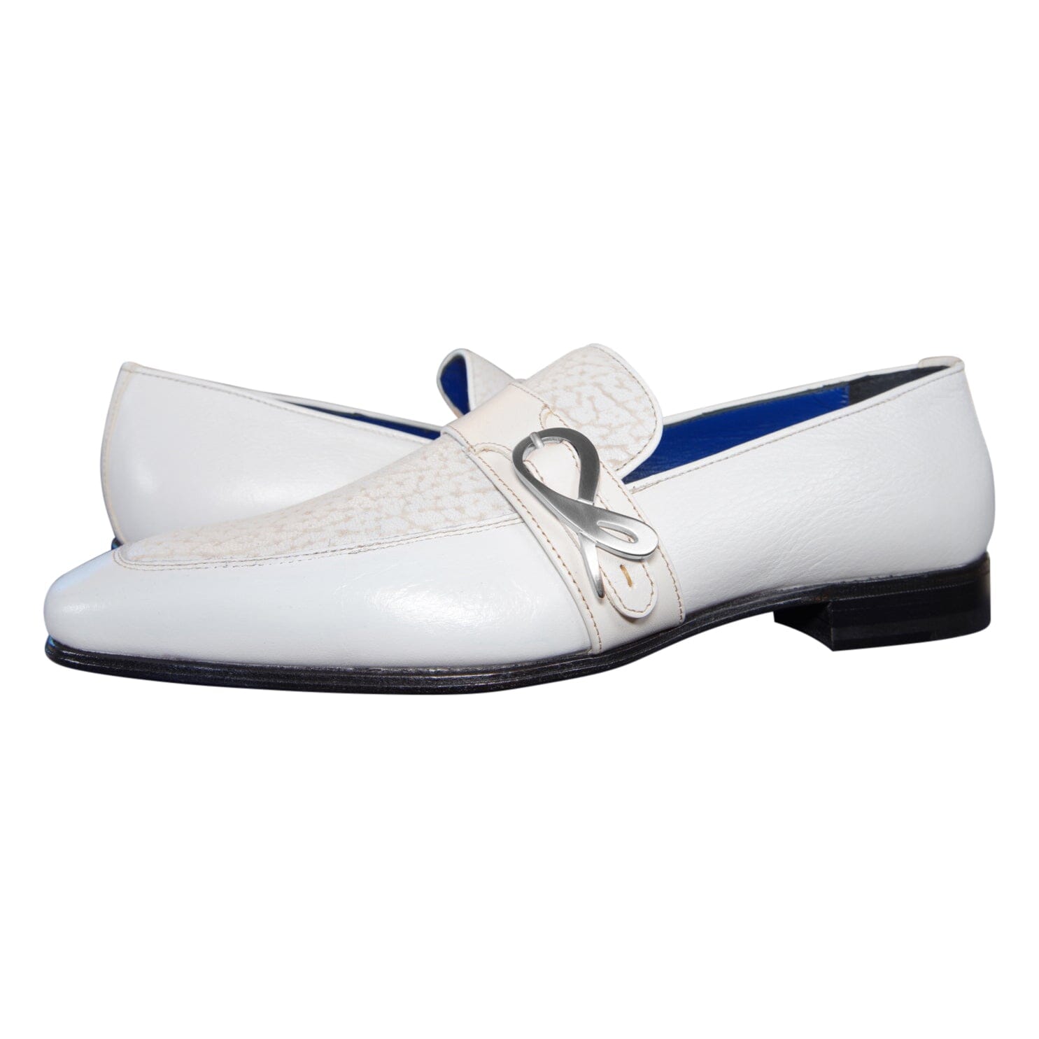 White Piega Monk Silver Loafer-3
