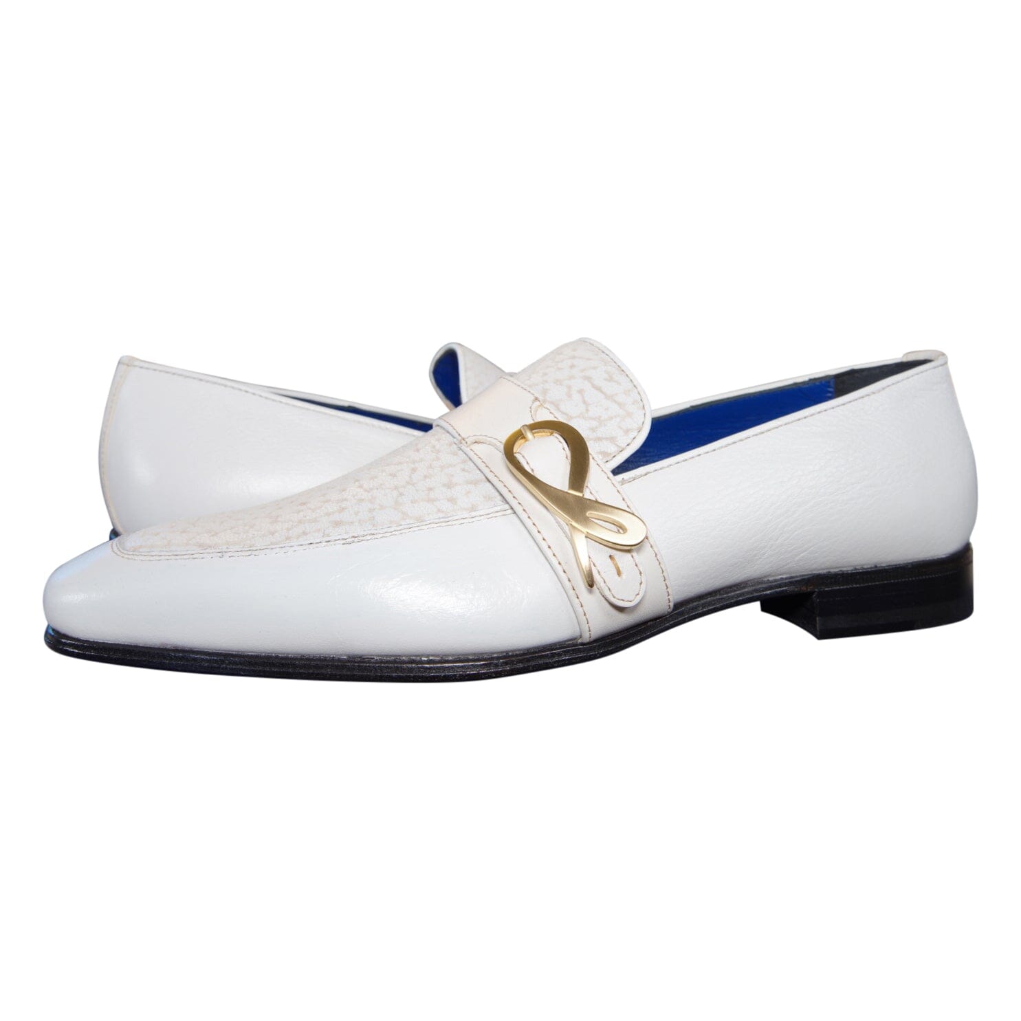 White Piega Monk Yellow Gold Loafer-3