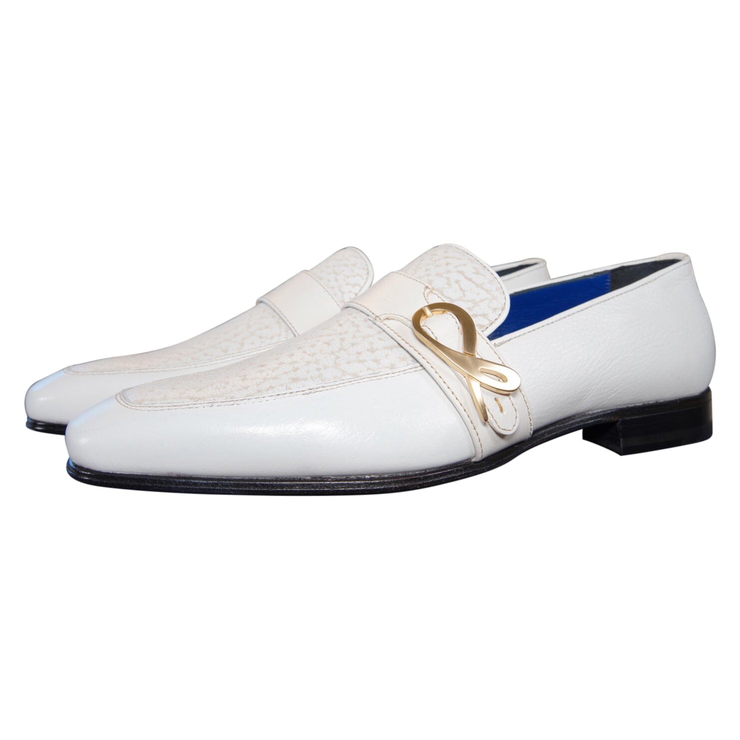 White Piega Monk Yellow Gold Loafer-4