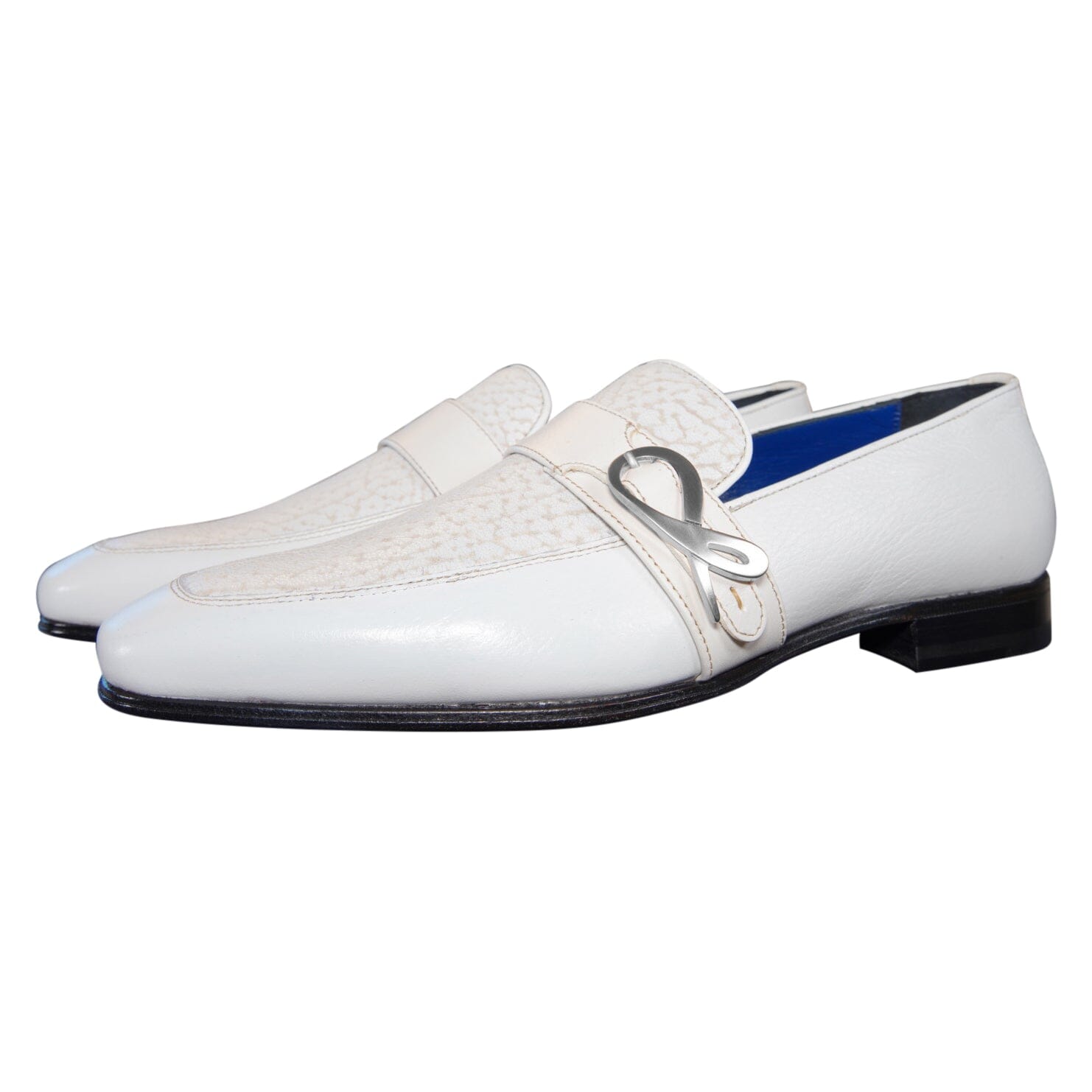 White Piega Monk Silver Loafer-4