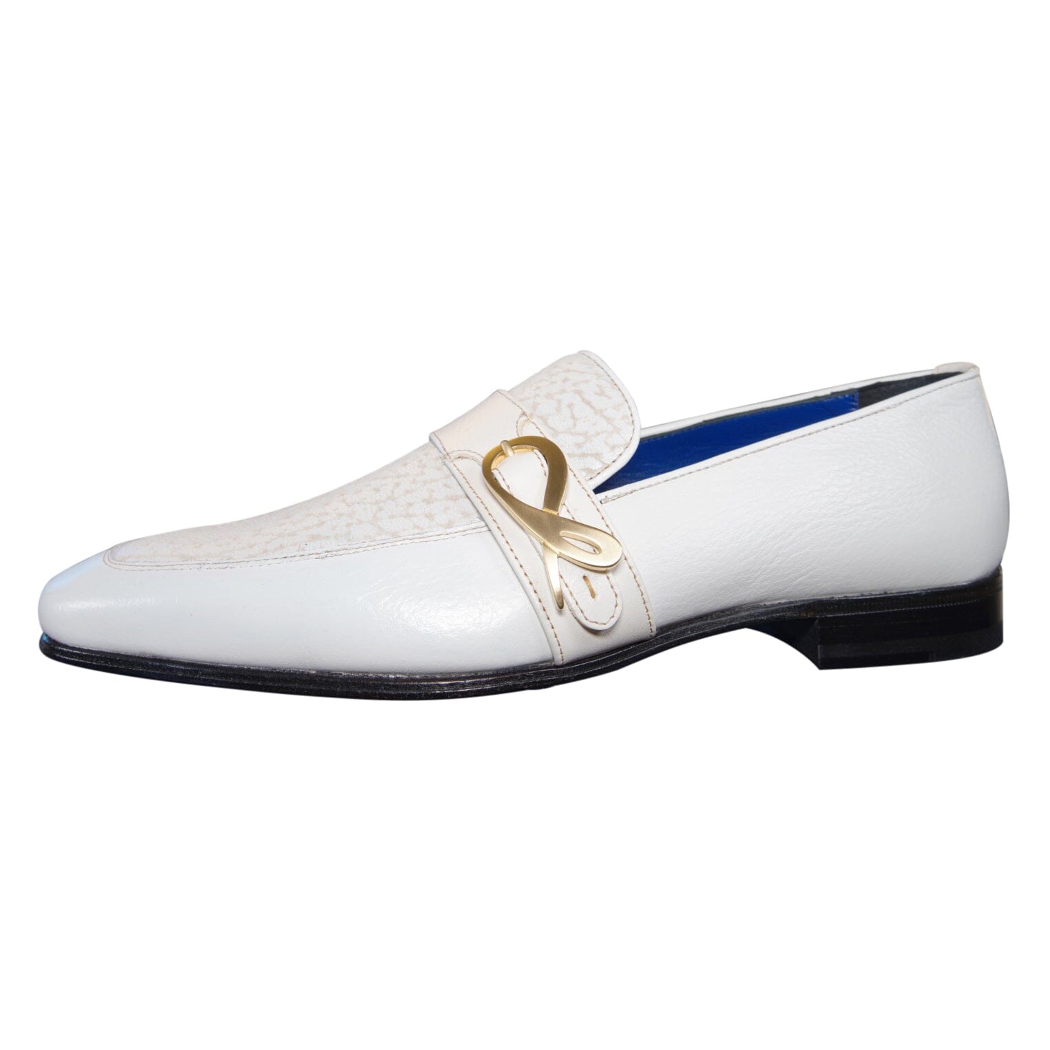 White Piega Monk Yellow Gold Loafer-5
