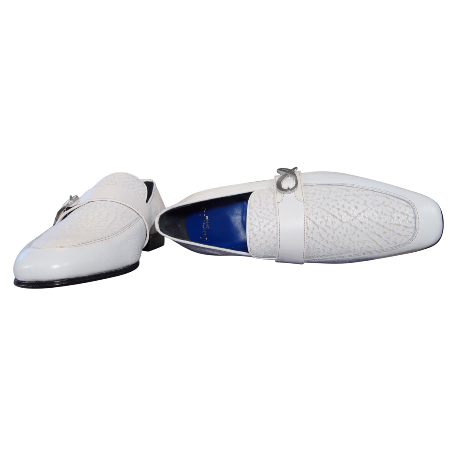 White Piega Monk Silver Loafer-9