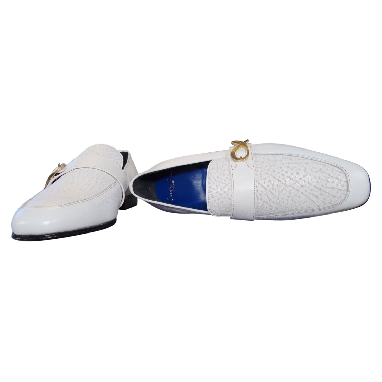 White Piega Monk Yellow Gold Loafer-9