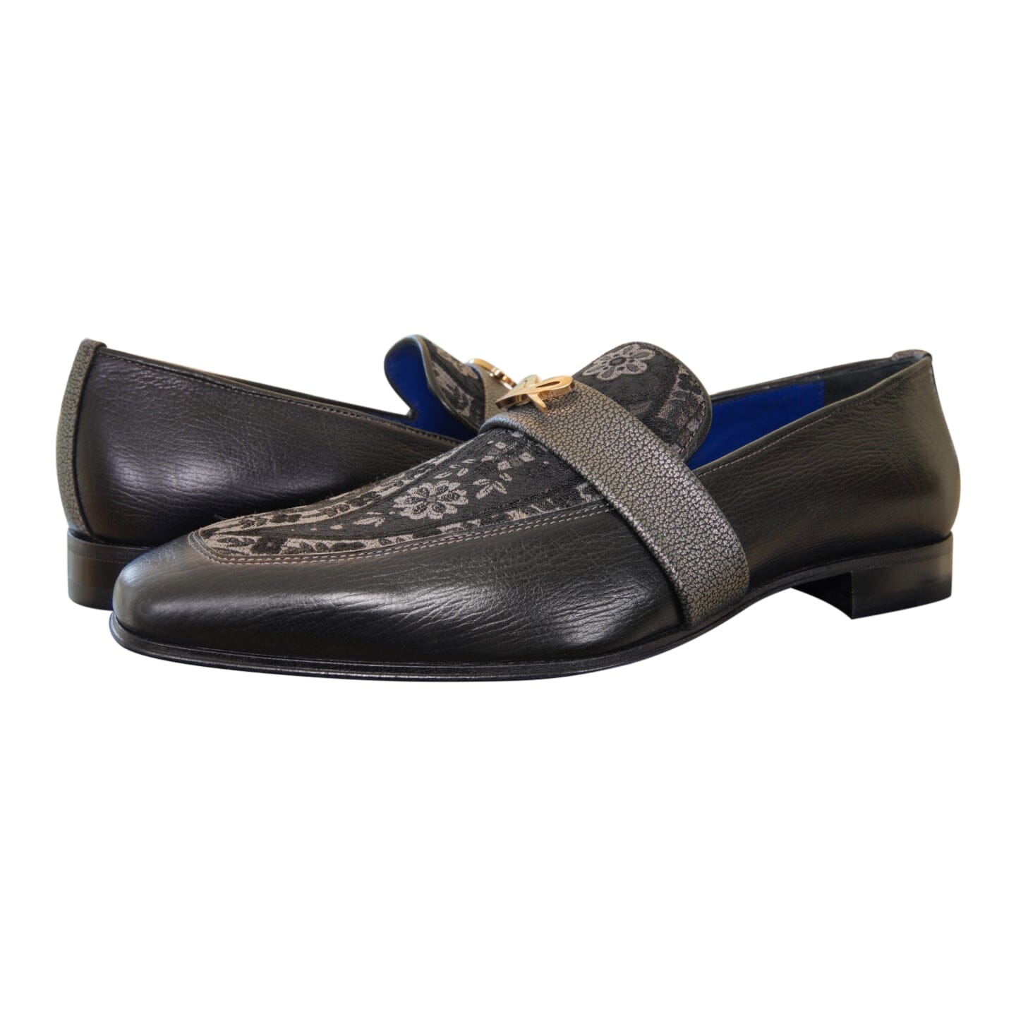 Nero Gunmetal Paisley With Yellow Gold Hardware Loafer-3