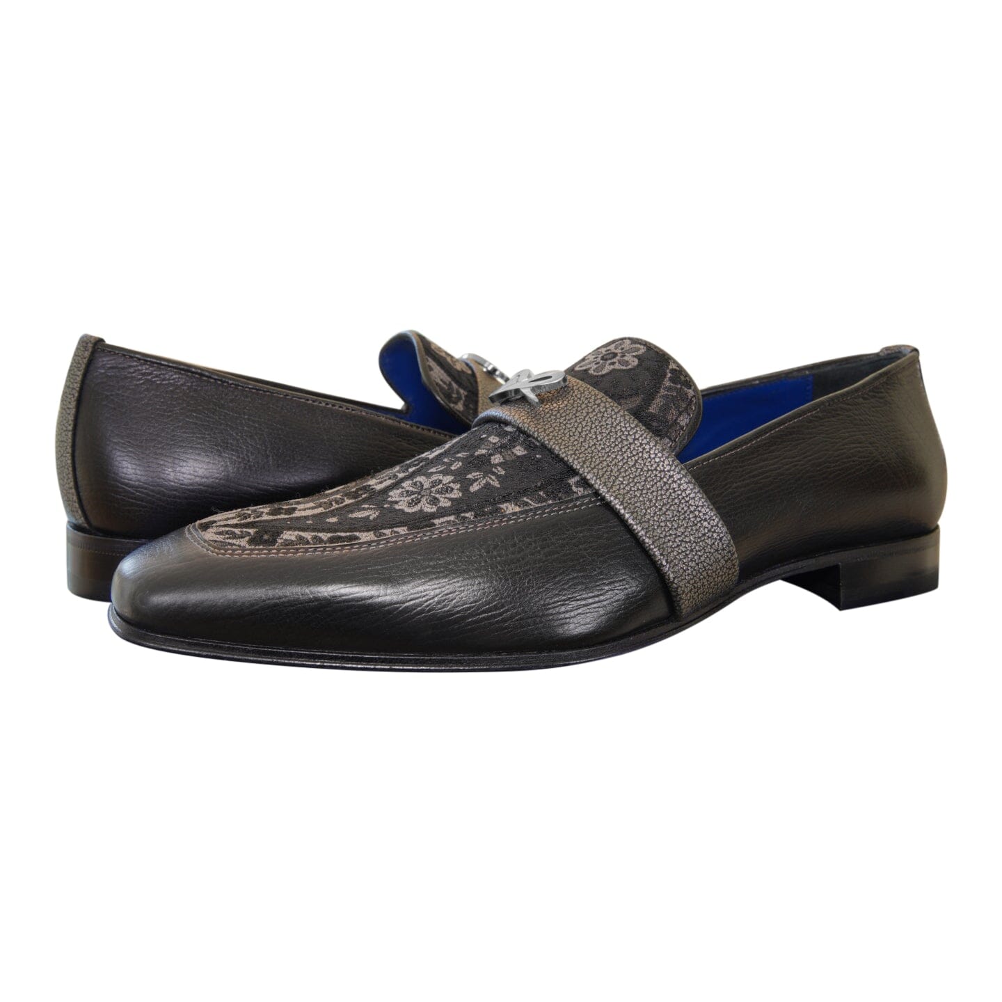 Nero Gunmetal Paisley With Silver Hardware Loafer-3