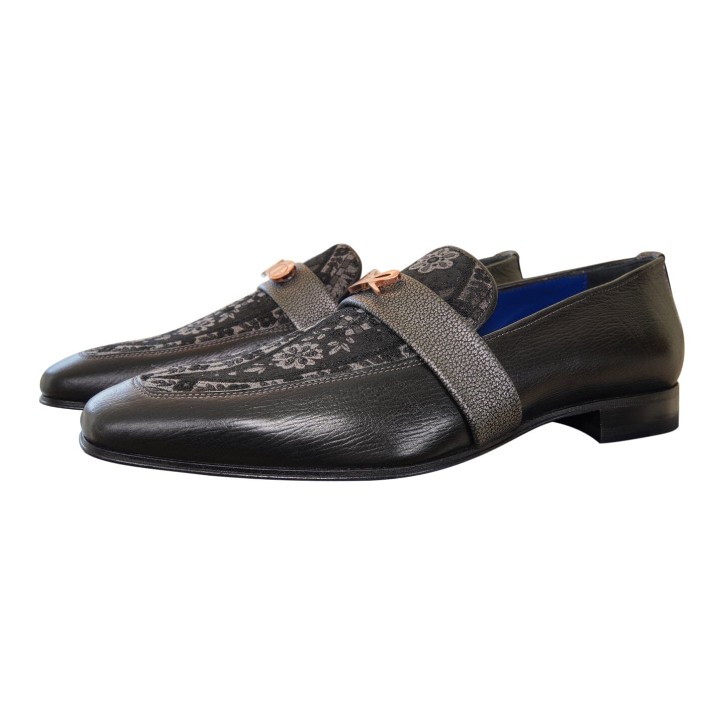 Nero Gunmetal Paisley With Rose Gold Hardware Loafer-4