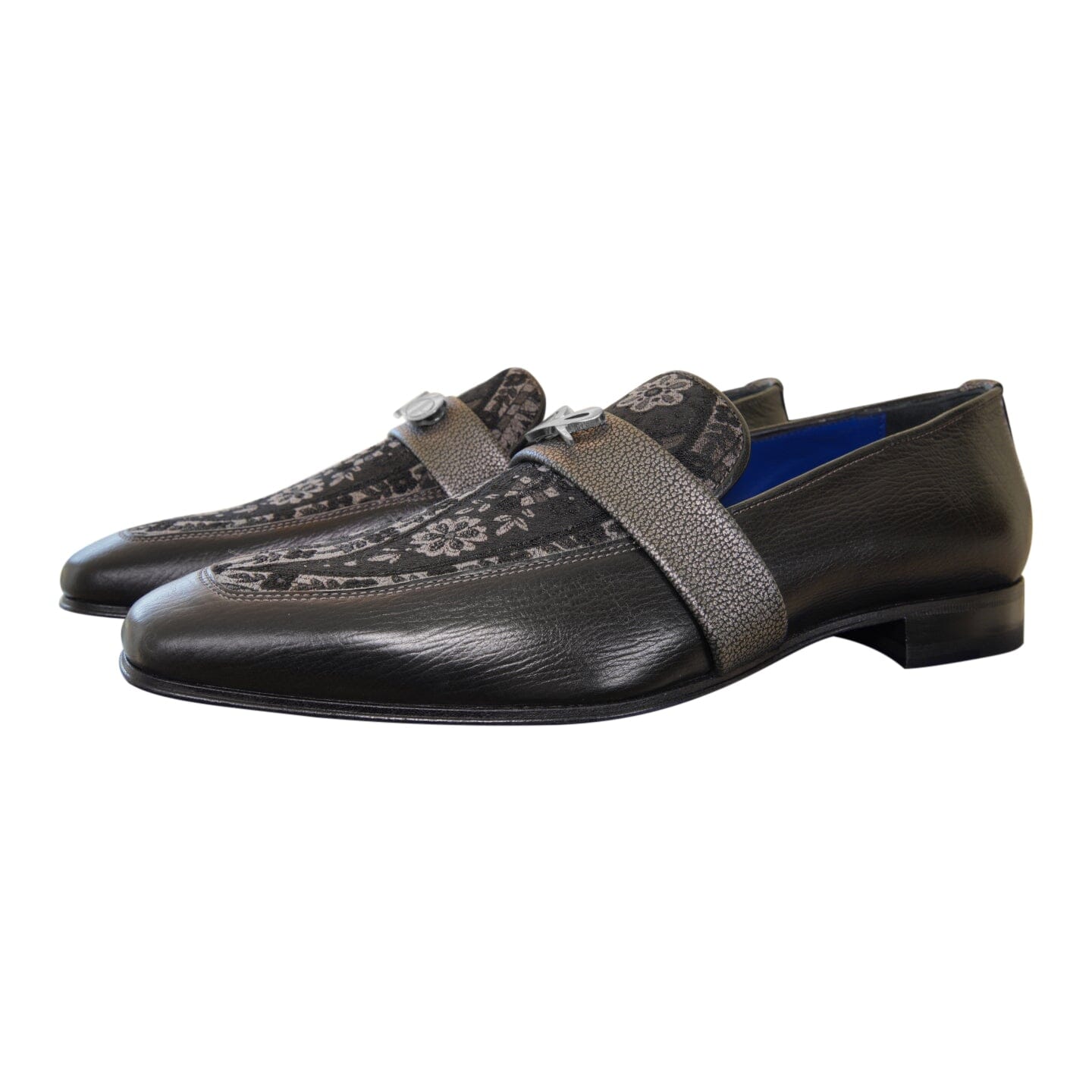 Nero Gunmetal Paisley With Silver Hardware Loafer-4