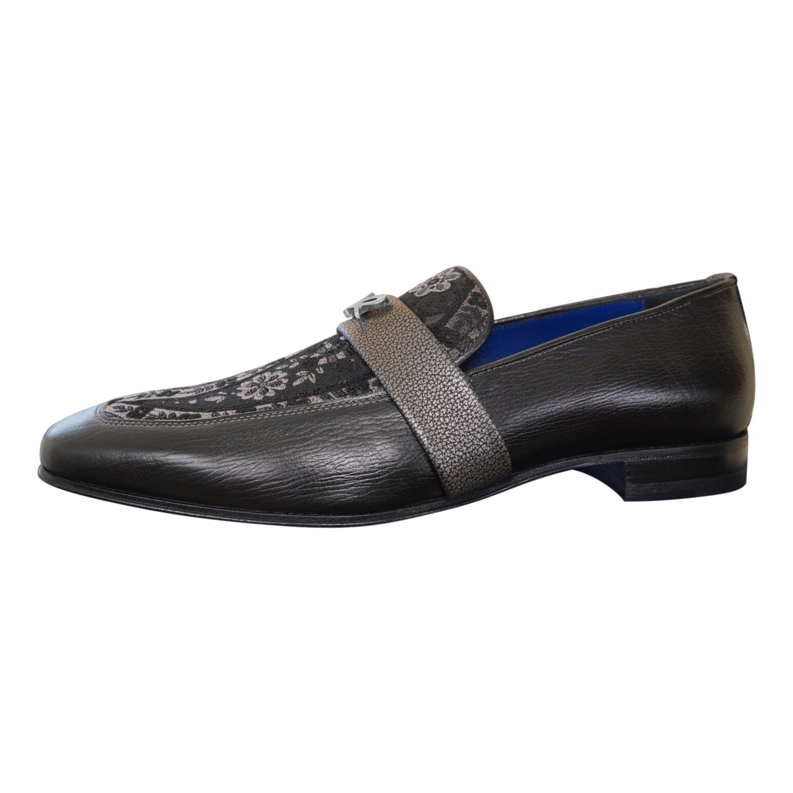 Nero Gunmetal Paisley With Silver Hardware Loafer-5