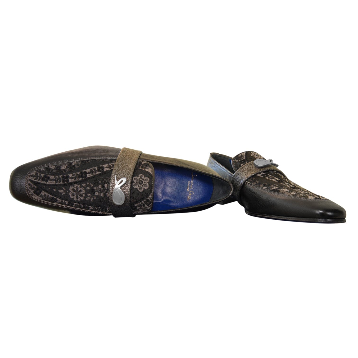 Nero Gunmetal Paisley With Silver Hardware Loafer-8