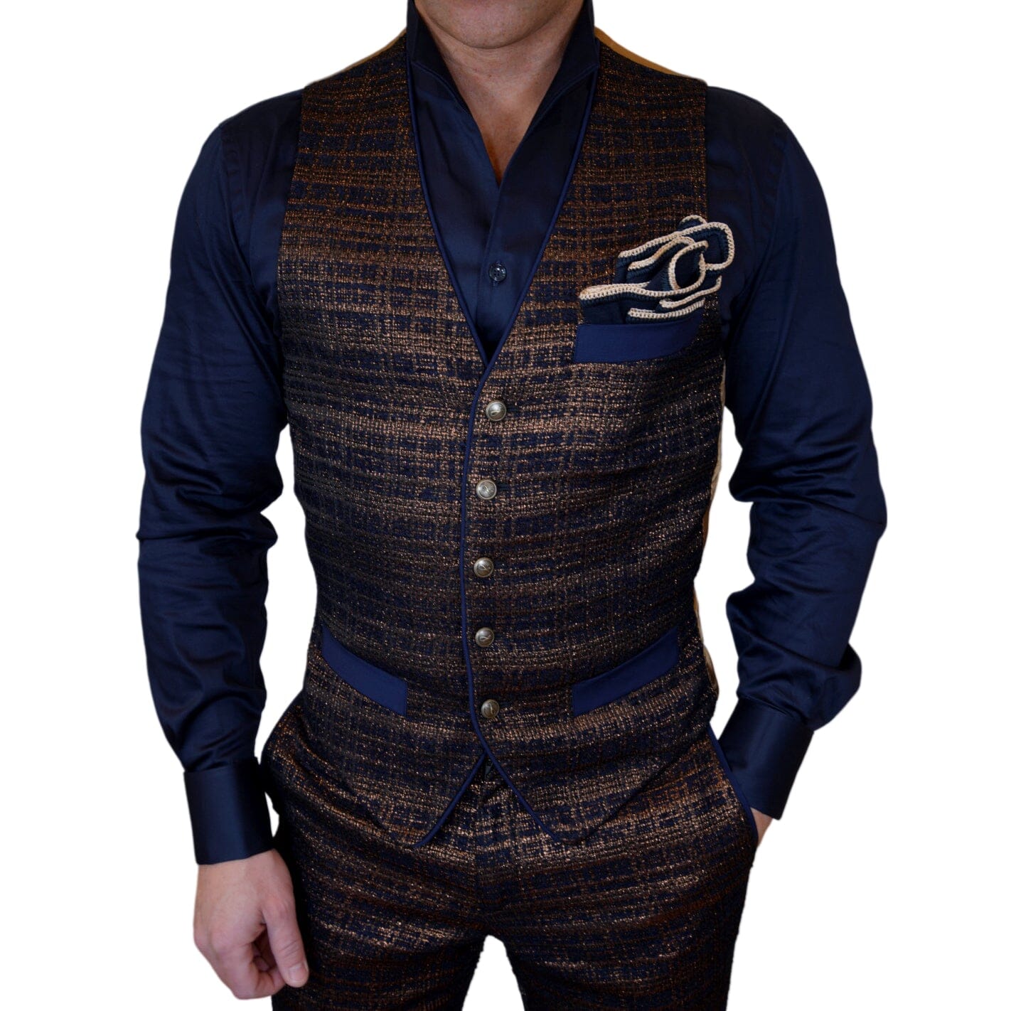 Midnight Bronze Boucle Ciottoli Waistcoat @ The Vault