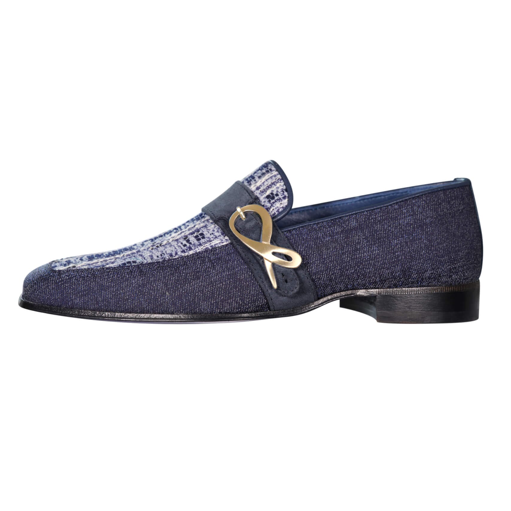 Vintage Denim Tweed Yellow Gold Monk Loafer-5