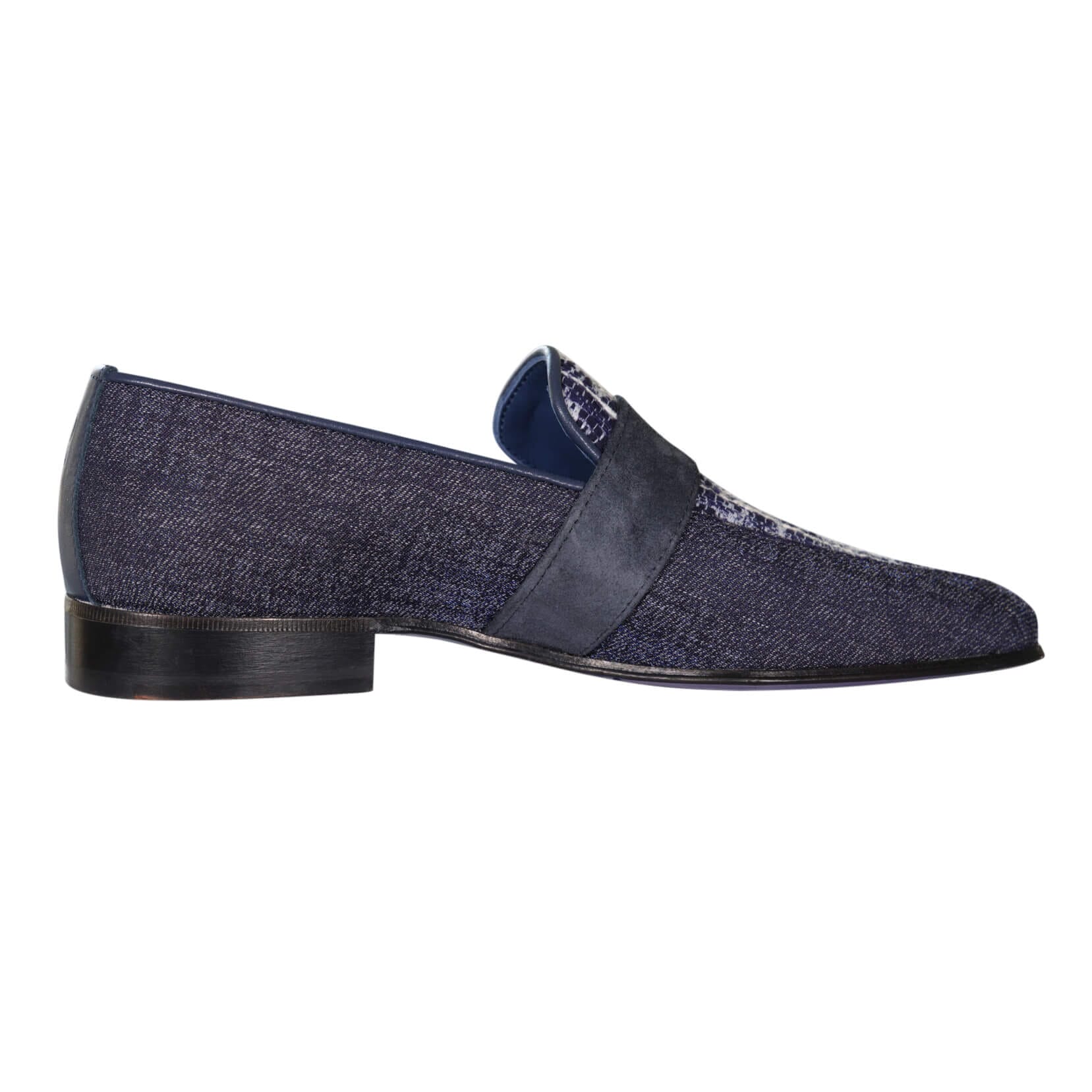 Vintage Denim Tweed Yellow Gold Monk Loafer-6