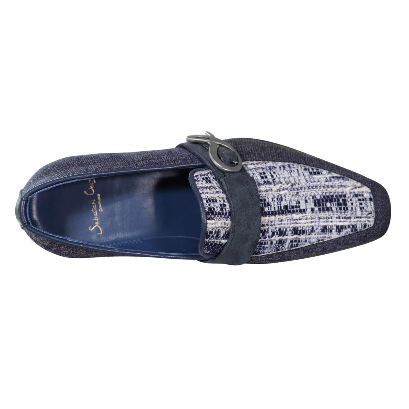 Vintage Denim Tweed Silver Monk Loafer-7