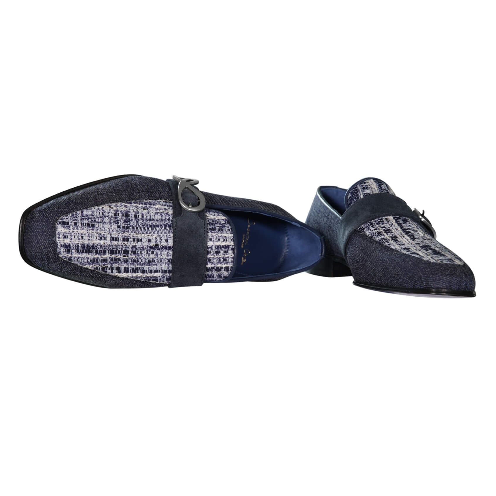 Vintage Denim Tweed Silver Monk Loafer-9