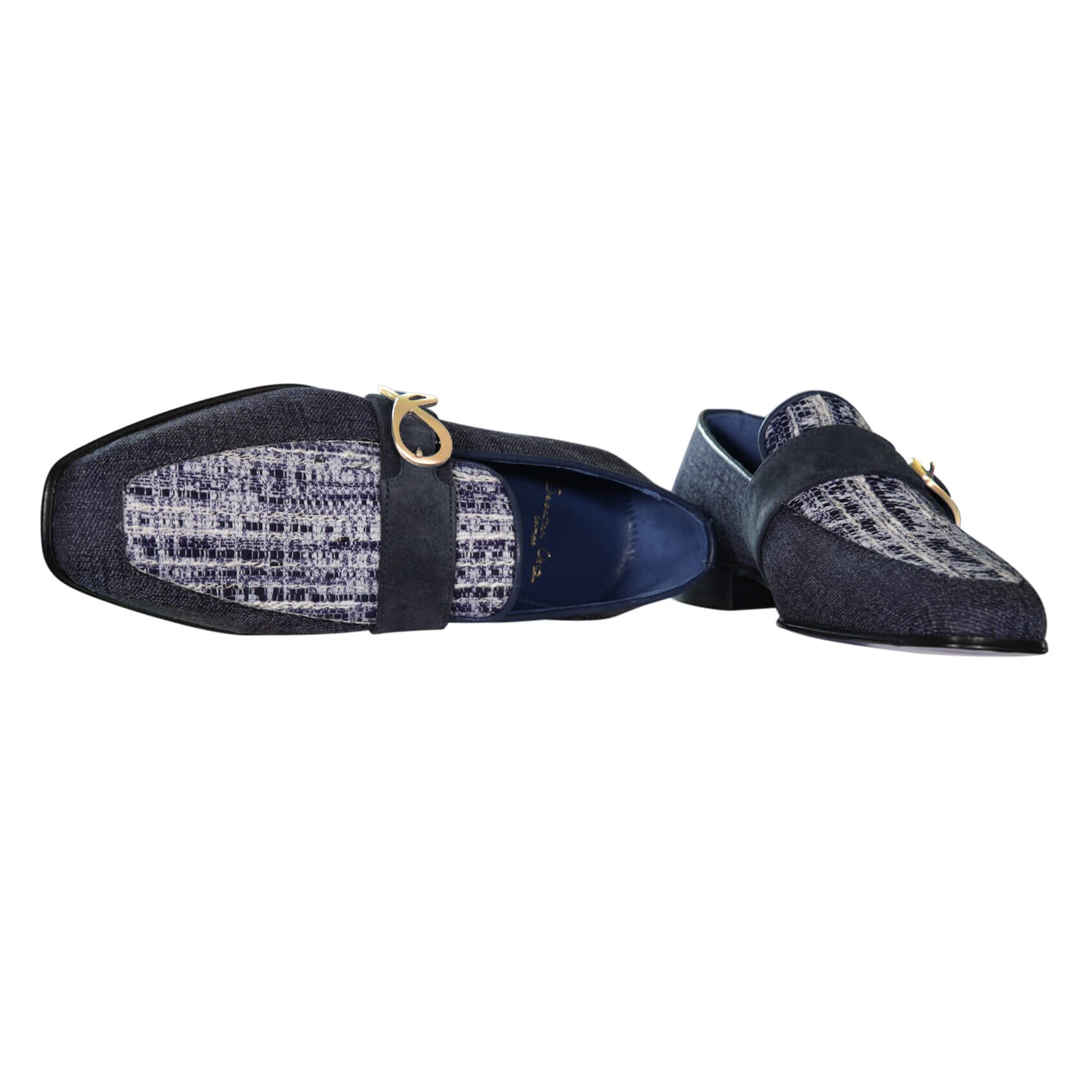 Vintage Denim Tweed Yellow Gold Monk Loafer-9