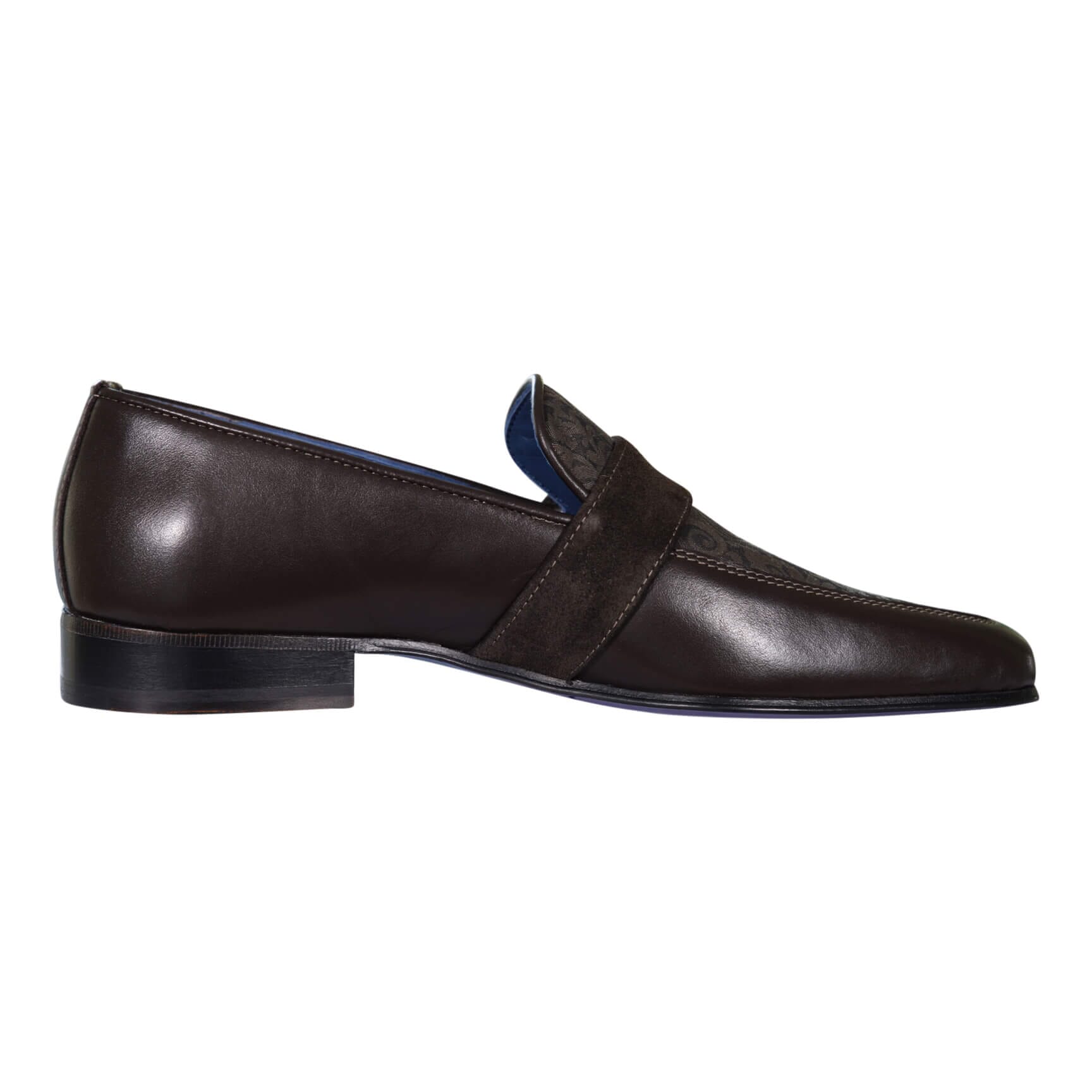 Chocolate Damascata Monk Loafers With Rose Gold Buckle-6