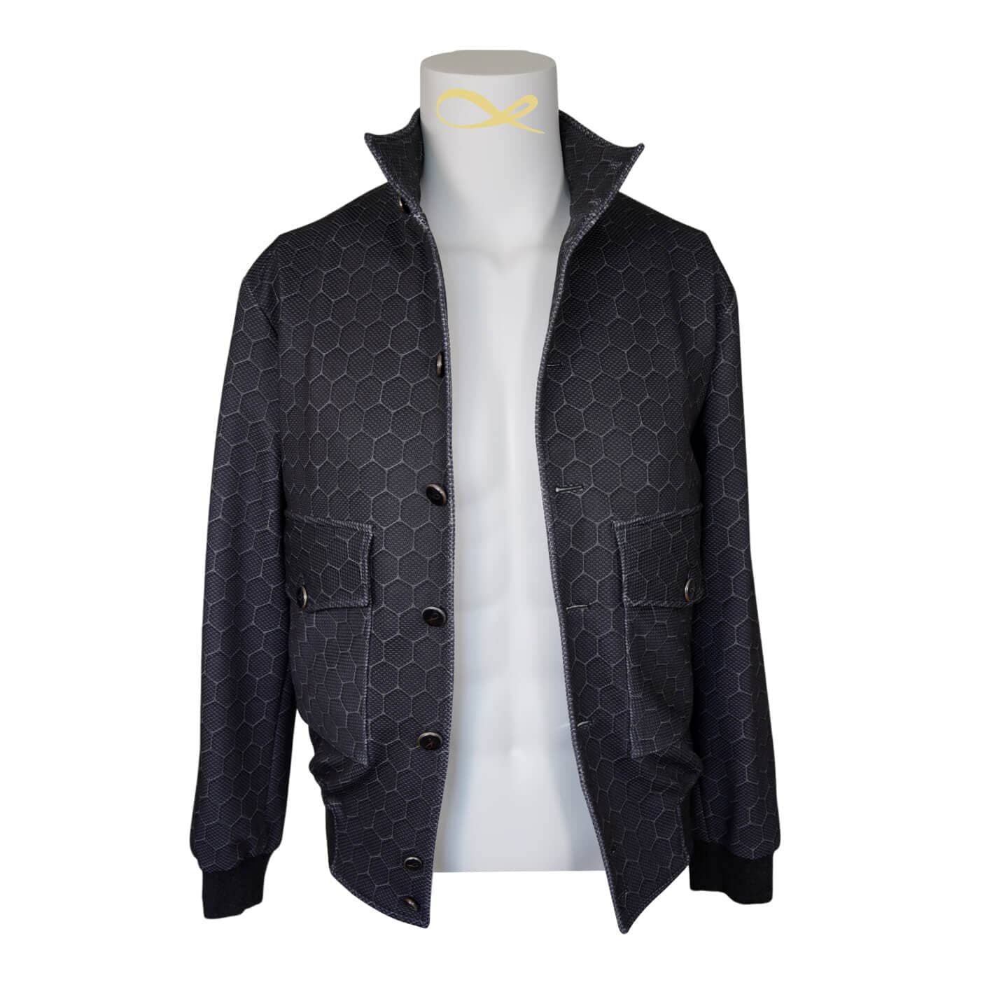 Charcoal Honeycomb Luxury Performance Bomber Jacket-4
