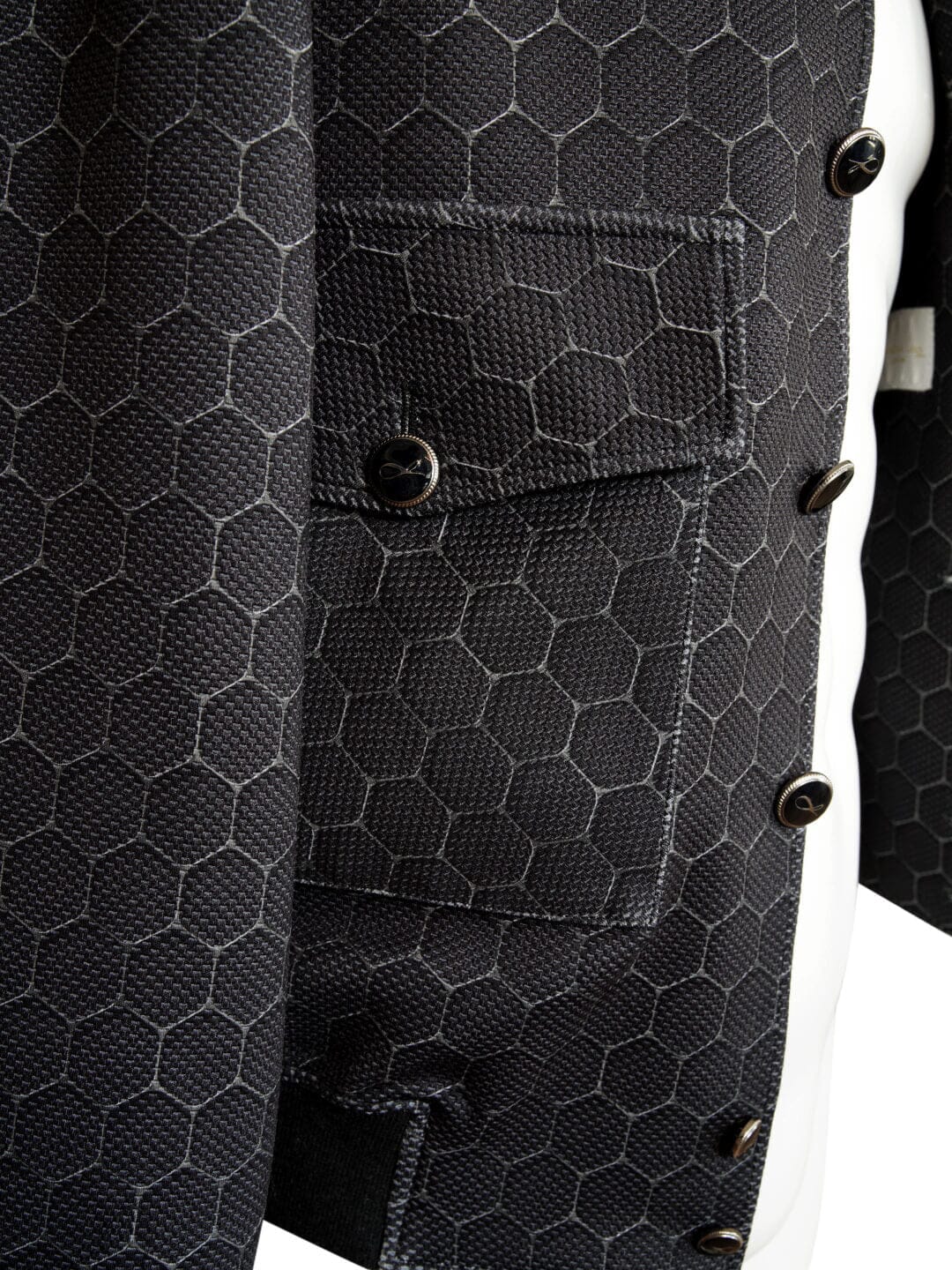 Charcoal Honeycomb Luxury Performance Bomber Jacket-5