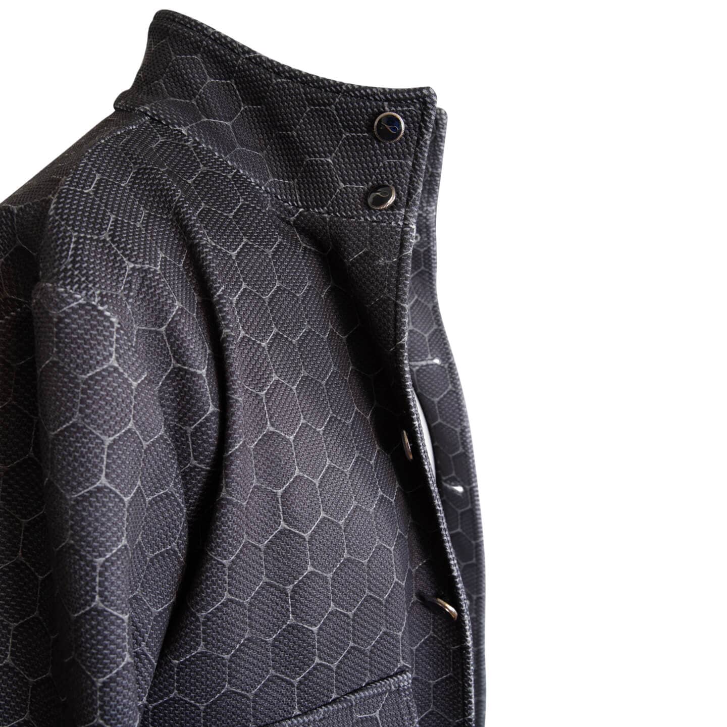 Charcoal Honeycomb Luxury Performance Bomber Jacket-6