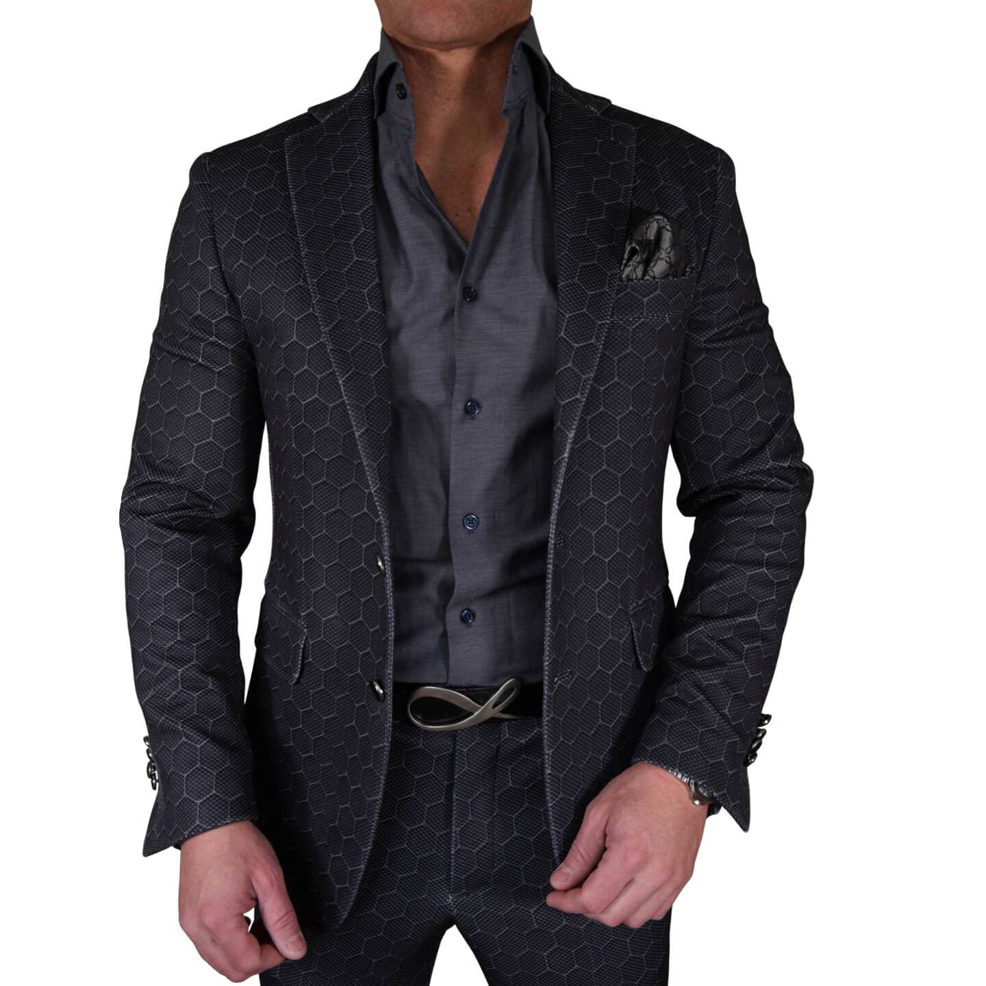 Charcoal Honeycomb Luxury Performance Sport Jacket-3