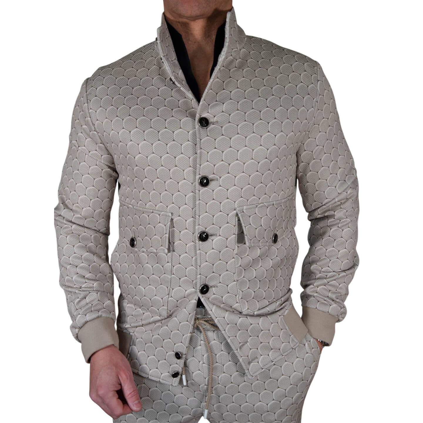 Taupe Honeycomb Luxury Performance Bomber Jacket